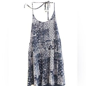 Billabong Dark Blue and White Floral Top